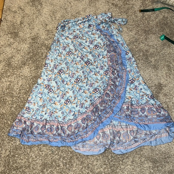 Floral Print Ruffle Trim Wrap Knot Side Skirt Size medium fits like ONESIZE S-L - Picture 4 of 6